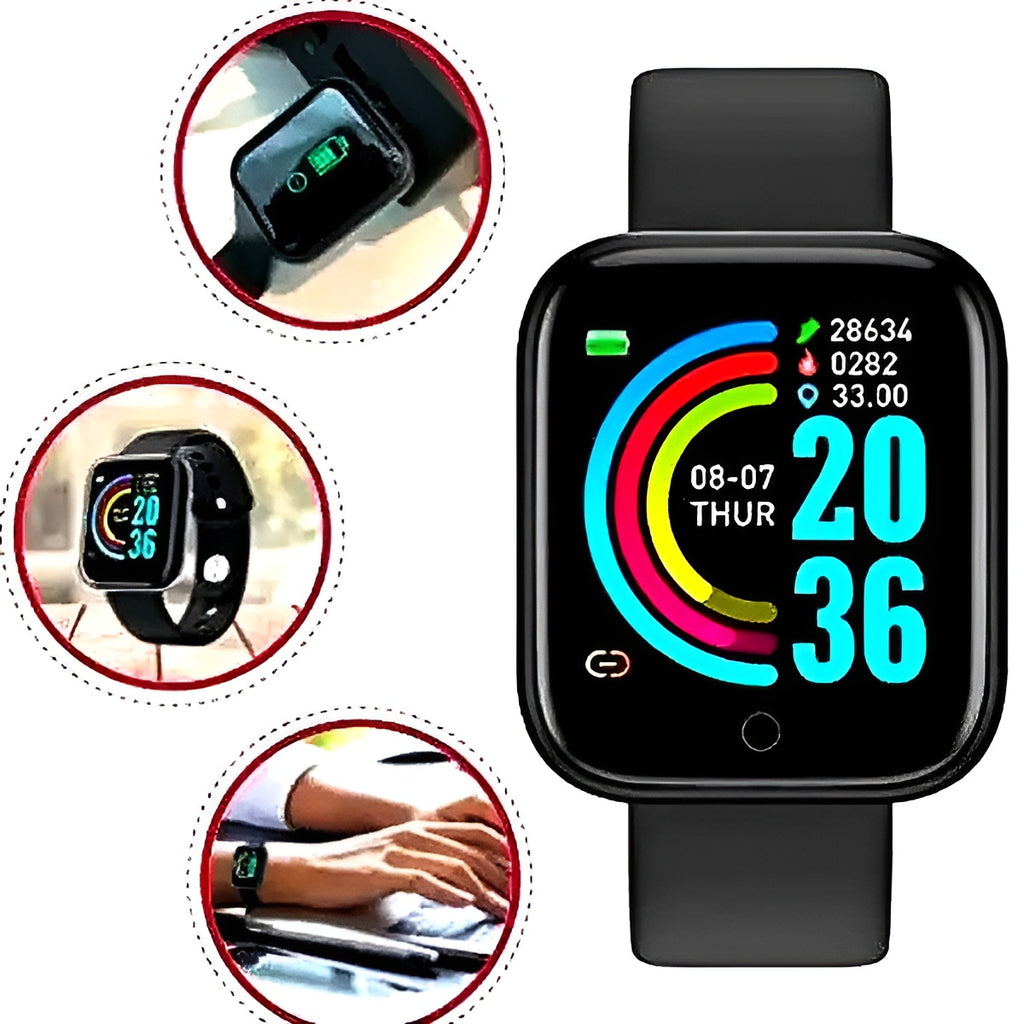 LH 726 - Smart Bluetooth Touch Screen watch for men & Women - Metal Body (Random color) - Black